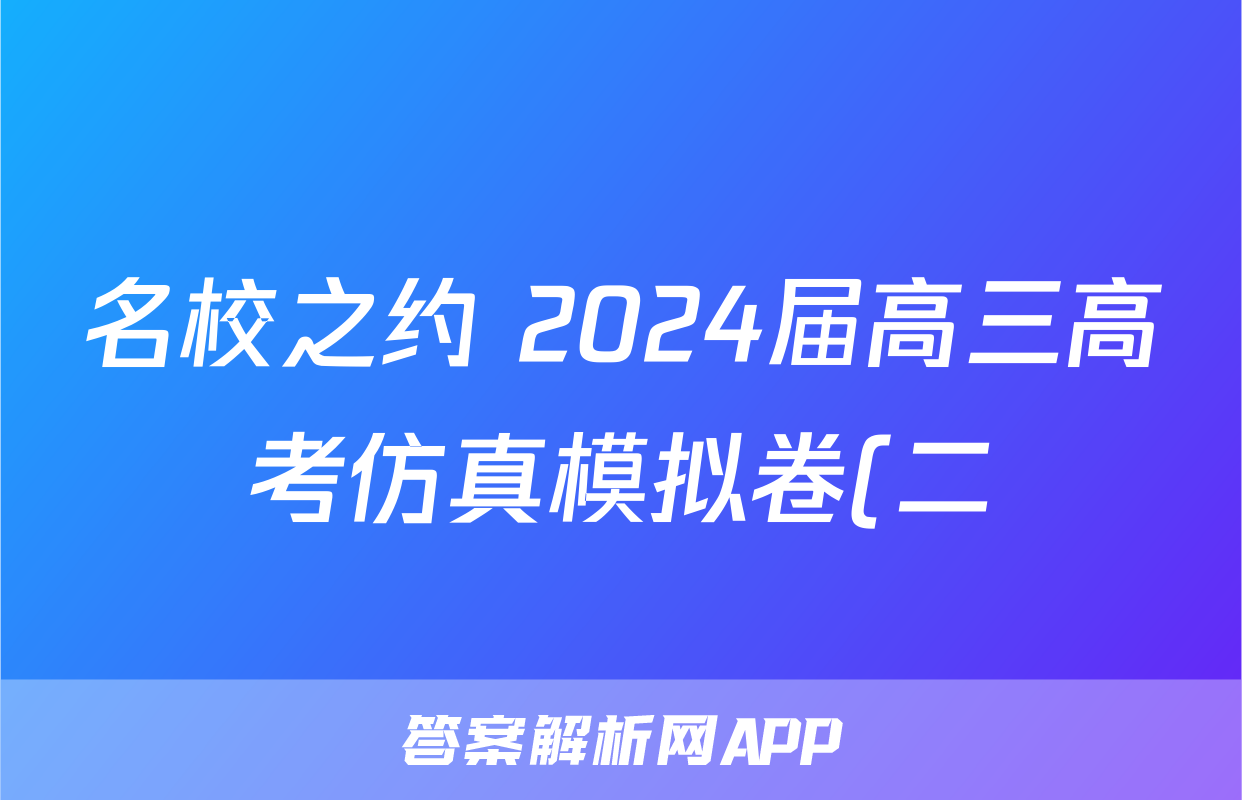 名校之约 2024届高三高考仿真模拟卷(二)2文科数学答案